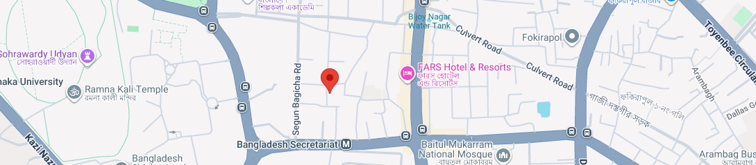 Map showing the location of the Bangladesh Secretariat, Dhaka